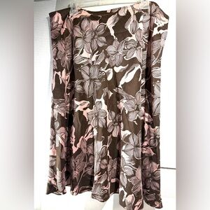 Kate Hill Brown and Pink Floral Skirt